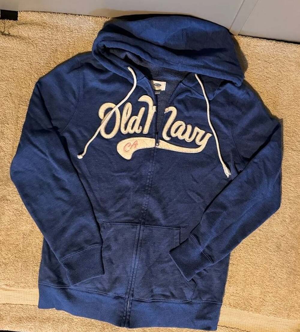 Y2K Old Navy Full Zip Hoodie Size M Blue Applique Logo